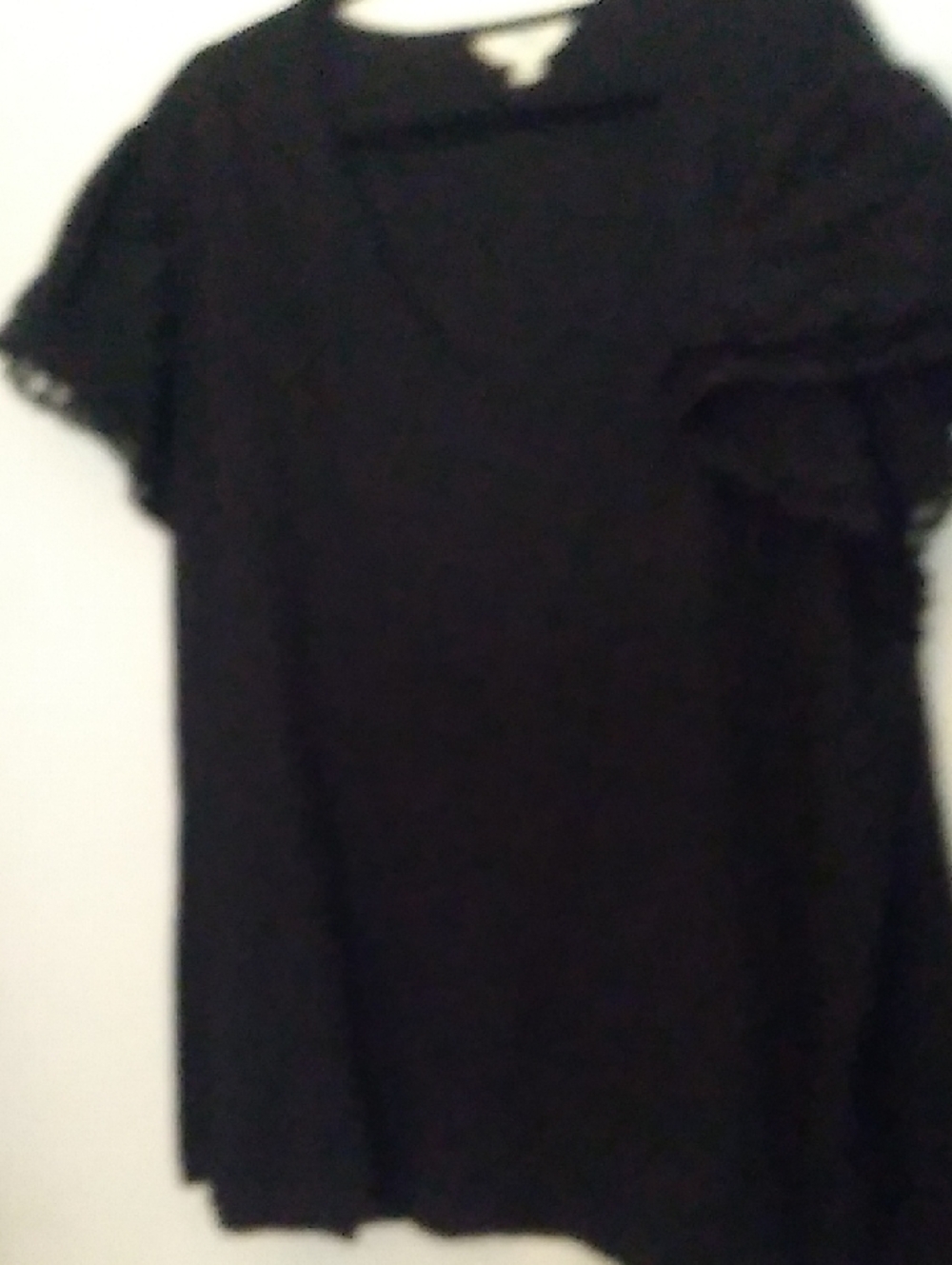 Terra & Sky Black Short Sleeve Ruffle Tee